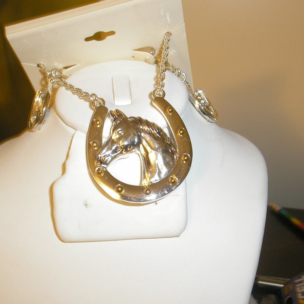 Horse Shoe Necklace and Errings